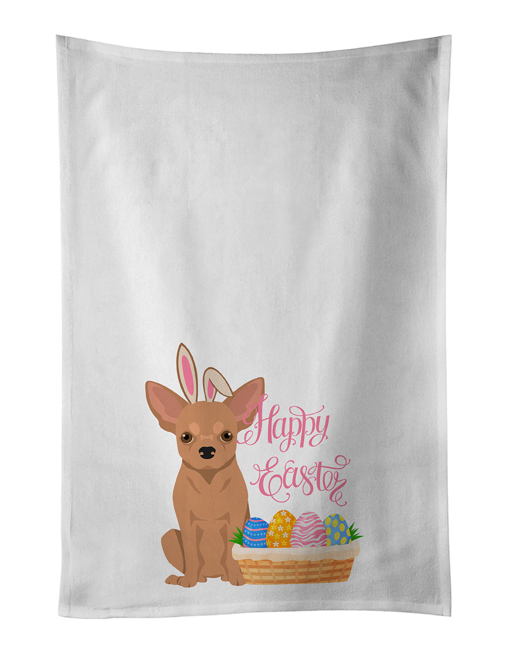Gold Chihuahua Easter Kitchen Towel Set of 2 White Dish Towels Decorative Bathroom Hand towel for Hand, Face, Hair, Yoga, Tea, Dishcloth, 19 X 28", White