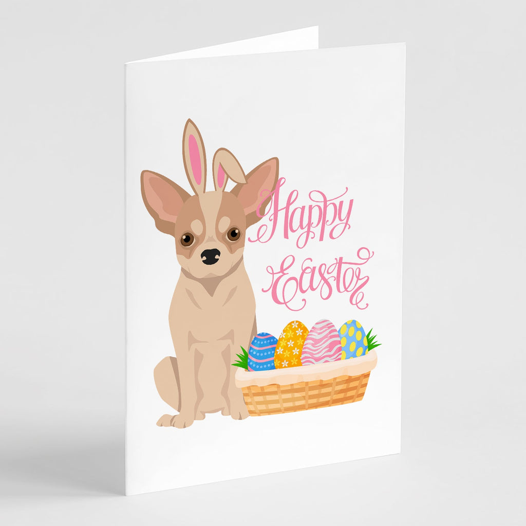 Fawn and White Chihuahua Easter Greeting Cards Pack of 8 Blank Cards with Envelopes Whimsical A7 Size 5x7