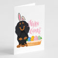 Longhair Black and Tan Dachshund Easter Greeting Cards Pack of 8 Blank Cards with Envelopes Whimsical A7 Size 5x7
