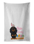 Longhair Black and Tan Dachshund Easter Kitchen Towel Set of 2 White Dish Towels Decorative Bathroom Hand towel for Hand, Face, Hair, Yoga, Tea, Dishcloth, 19 X 28", White