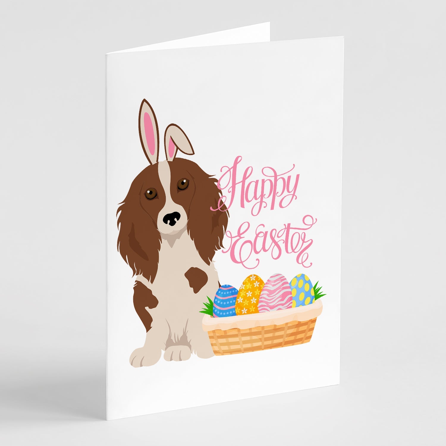 Longhair Red Pedbald Dachshund Easter Greeting Cards Pack of 8 Blank Cards with Envelopes Whimsical A7 Size 5x7
