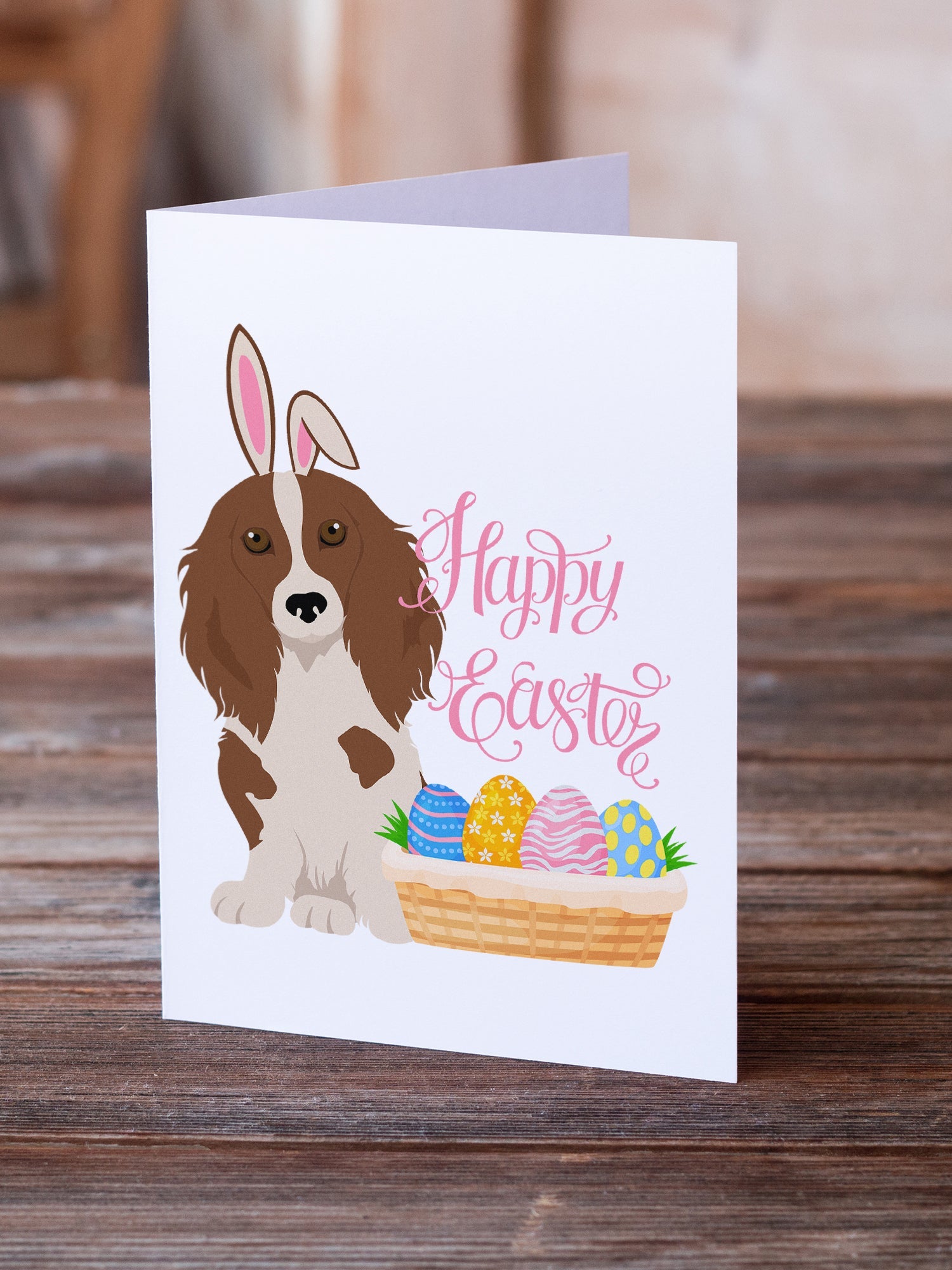 Longhair Red Pedbald Dachshund Easter Greeting Cards Pack of 8 Blank Cards with Envelopes Whimsical A7 Size 5x7