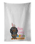 Longhair Blue and Tan Dapple Dachshund Easter Kitchen Towel Set of 2 White Dish Towels Decorative Bathroom Hand towel for Hand, Face, Hair, Yoga, Tea, Dishcloth, 19 X 28", White