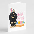 Longhair Black and Cream Dachshund Easter Greeting Cards Pack of 8 Blank Cards with Envelopes Whimsical A7 Size 5x7