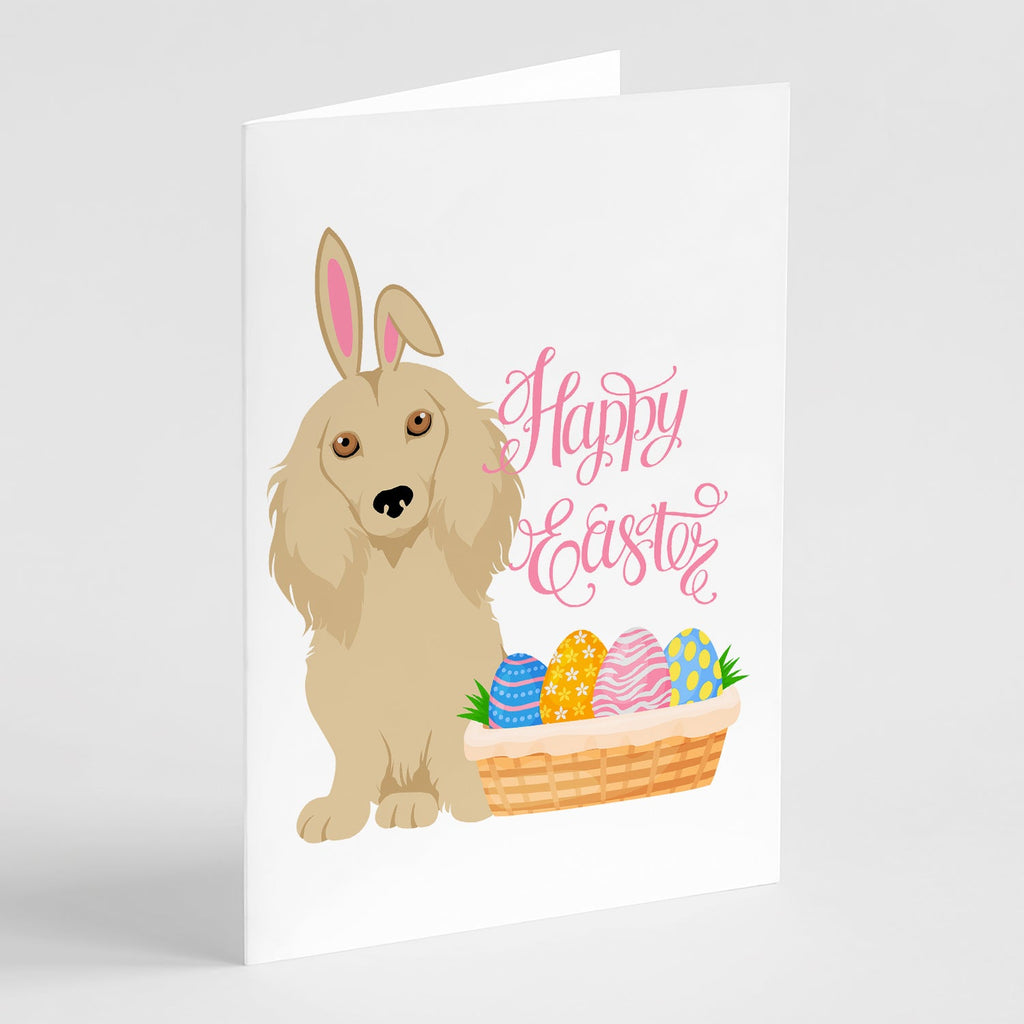 Longhair Cream Dachshund Easter Greeting Cards Pack of 8 Blank Cards with Envelopes Whimsical A7 Size 5x7