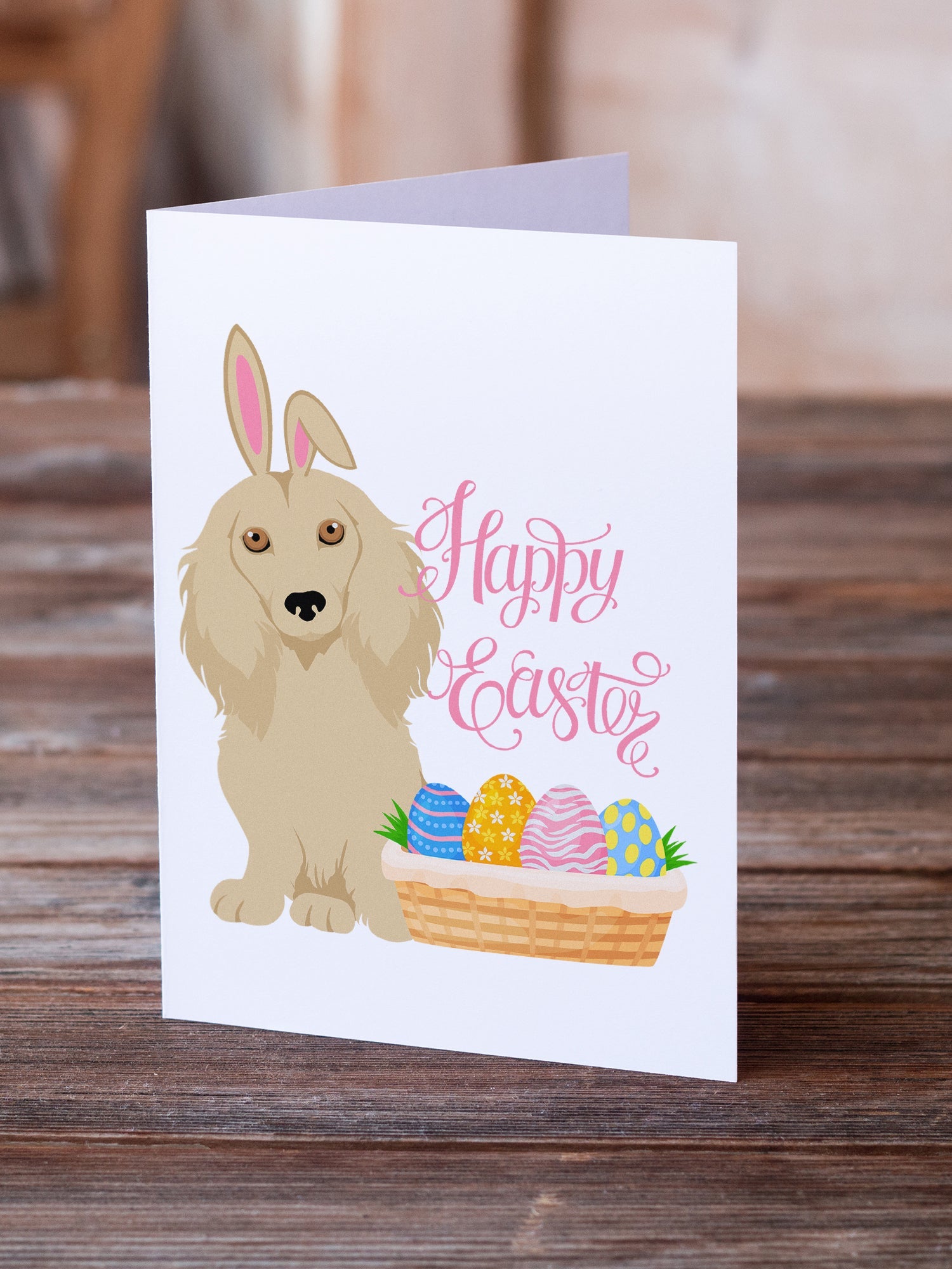 Longhair Cream Dachshund Easter Greeting Cards Pack of 8 Blank Cards with Envelopes Whimsical A7 Size 5x7