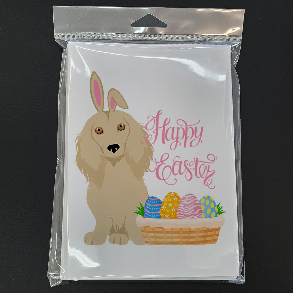 Longhair Cream Dachshund Easter Greeting Cards Pack of 8 Blank Cards with Envelopes Whimsical A7 Size 5x7