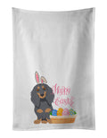 Longhair Blue and Tan Dachshund Easter Kitchen Towel Set of 2 White Dish Towels Decorative Bathroom Hand towel for Hand, Face, Hair, Yoga, Tea, Dishcloth, 19 X 28", White