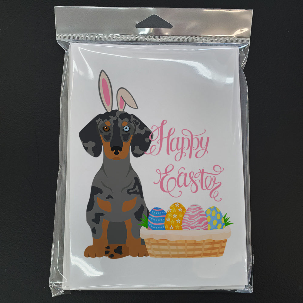 Black Dapple Dachshund Easter Greeting Cards Pack of 8 Blank Cards with Envelopes Whimsical A7 Size 5x7