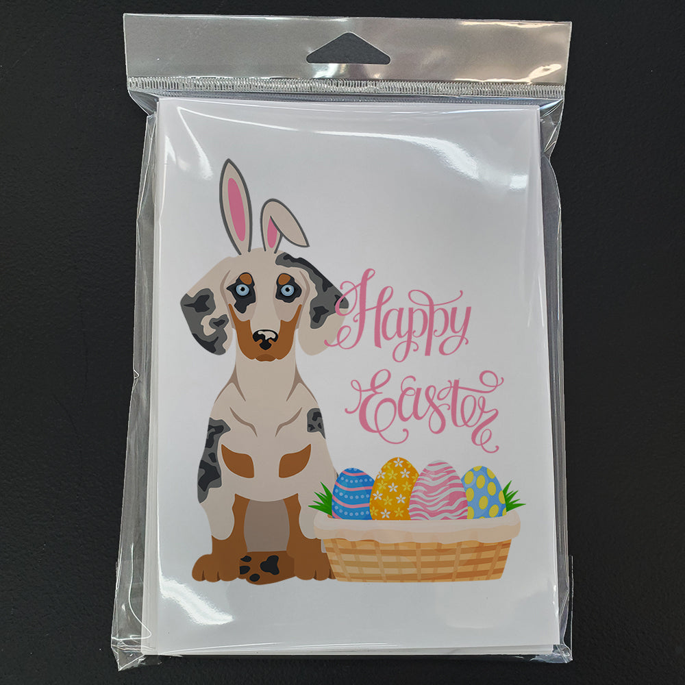 Cream Dapple Dachshund Easter Greeting Cards Pack of 8 Blank Cards with Envelopes Whimsical A7 Size 5x7