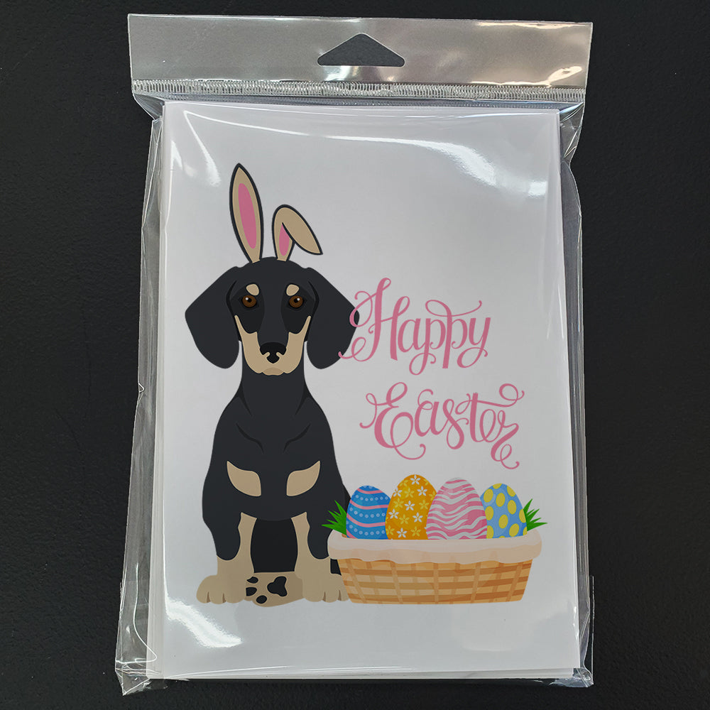 Black and Cream Dachshund Easter Greeting Cards Pack of 8 Blank Cards with Envelopes Whimsical A7 Size 5x7
