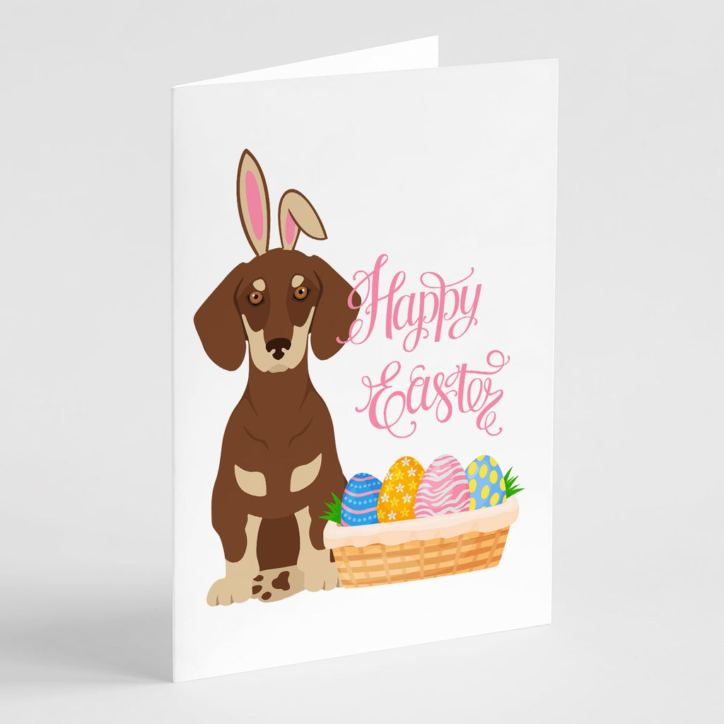 Chocolate and Cream Dachshund Easter Greeting Cards Pack of 8 Blank Cards with Envelopes Whimsical A7 Size 5x7