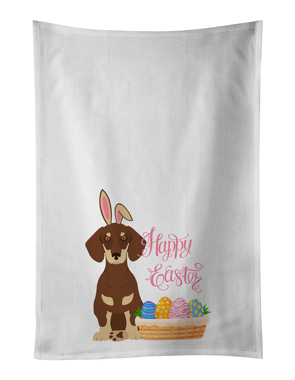 Chocolate and Cream Dachshund Easter Kitchen Towel Set of 2 White Dish Towels Decorative Bathroom Hand towel for Hand, Face, Hair, Yoga, Tea, Dishcloth, 19 X 28", White
