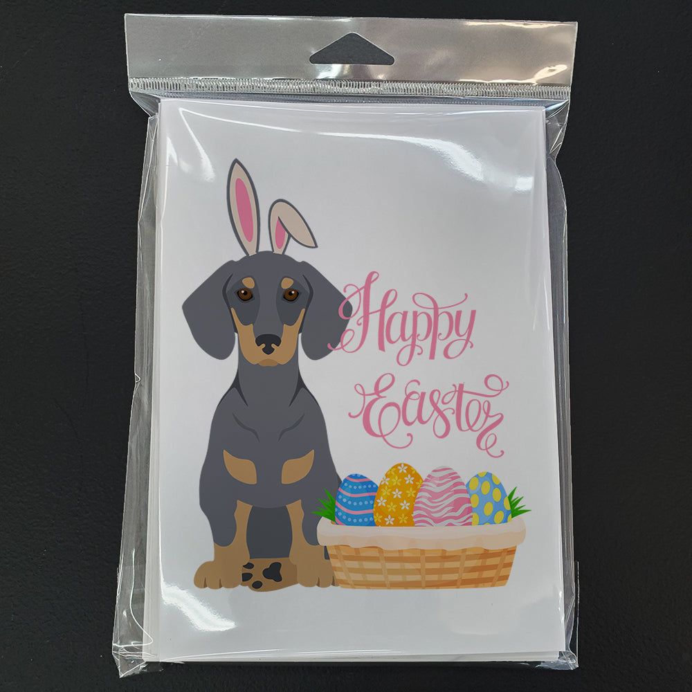 Blue and Tan Dachshund Easter Greeting Cards Pack of 8 Blank Cards with Envelopes Whimsical A7 Size 5x7