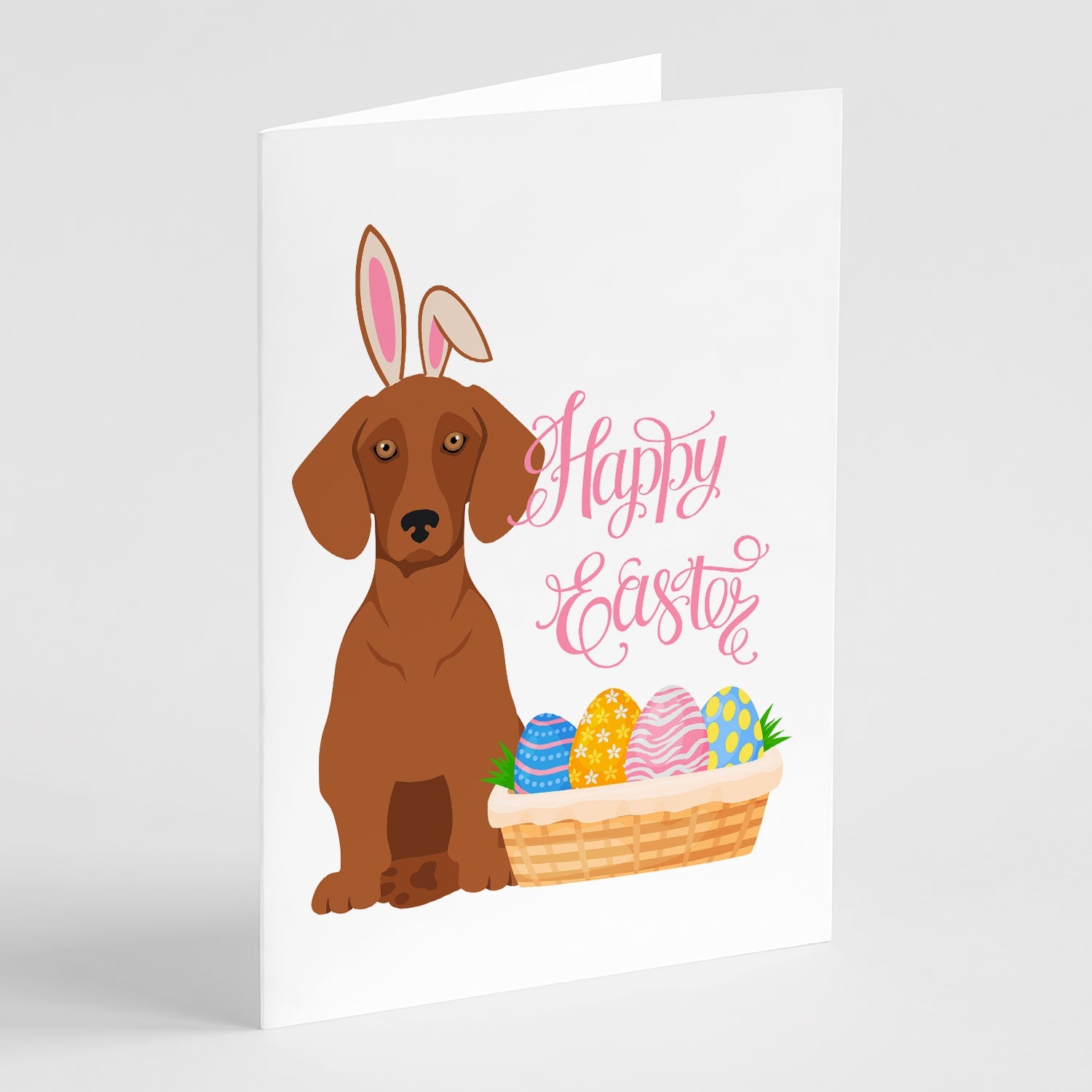 Red Dachshund Easter Greeting Cards Pack of 8 Blank Cards with Envelopes Whimsical A7 Size 5x7