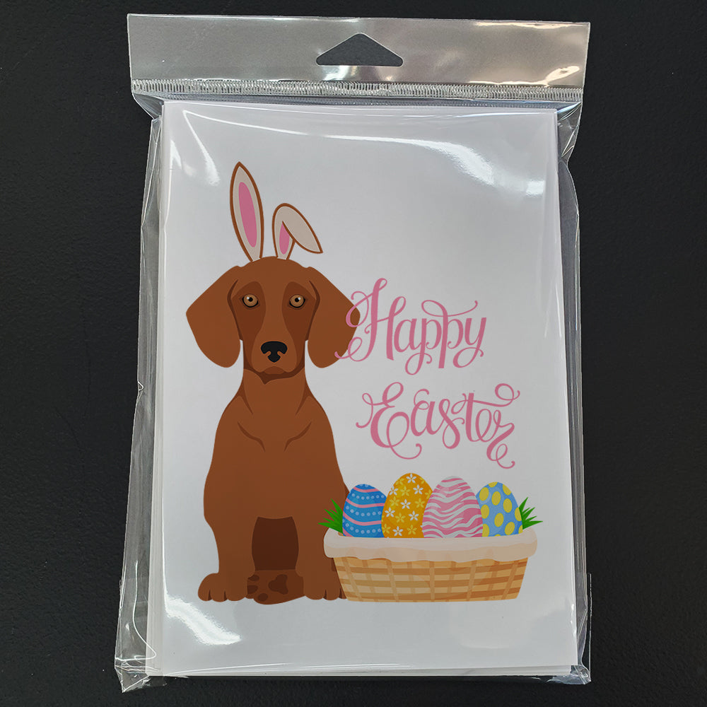 Red Dachshund Easter Greeting Cards Pack of 8 Blank Cards with Envelopes Whimsical A7 Size 5x7