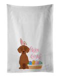 Red Dachshund Easter Kitchen Towel Set of 2 White Dish Towels Decorative Bathroom Hand towel for Hand, Face, Hair, Yoga, Tea, Dishcloth, 19 X 28", White