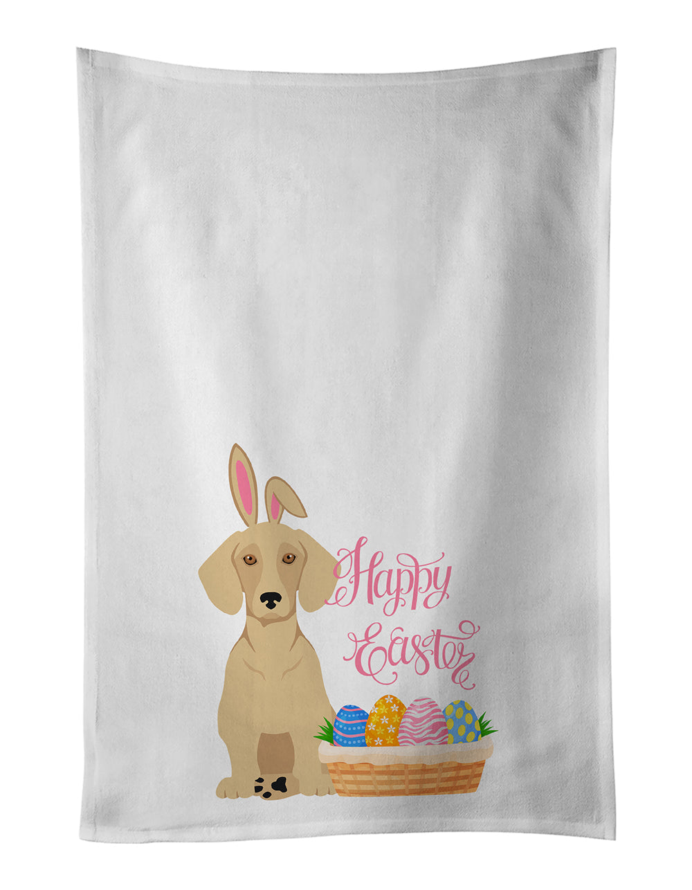 Cream Dachshund Easter Kitchen Towel Set of 2 White Dish Towels Decorative Bathroom Hand towel for Hand, Face, Hair, Yoga, Tea, Dishcloth, 19 X 28", White