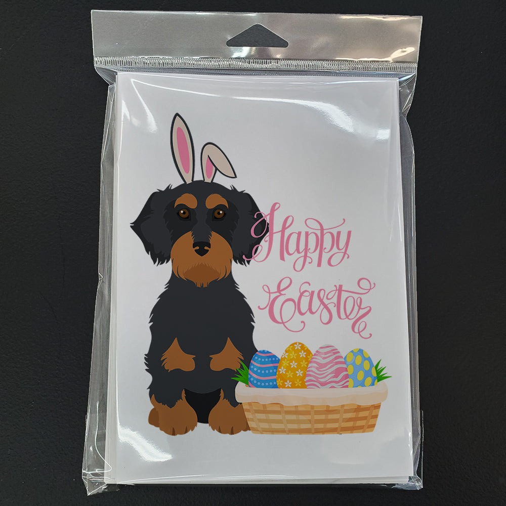 Wirehair Black and Tan Dachshund Easter Greeting Cards Pack of 8 Blank Cards with Envelopes Whimsical A7 Size 5x7