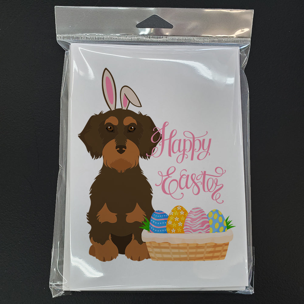 Wirehair Chocolate and Tan Dachshund Easter Greeting Cards Pack of 8 Blank Cards with Envelopes Whimsical A7 Size 5x7