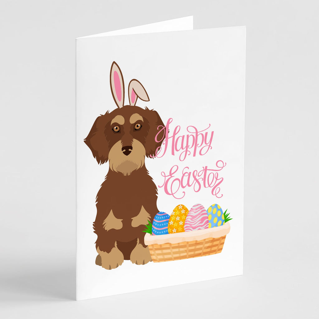 Wirehair Red and Tan Dachshund Easter Greeting Cards Pack of 8 Blank Cards with Envelopes Whimsical A7 Size 5x7