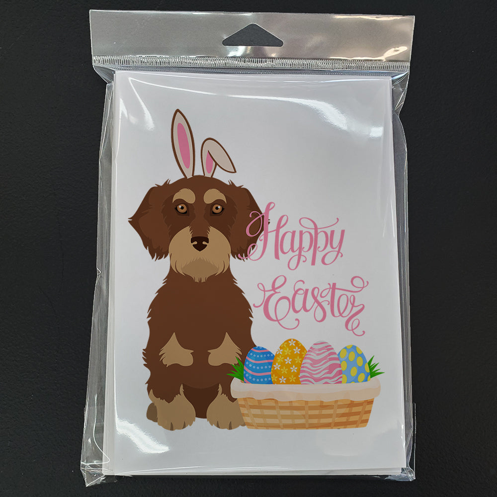 Wirehair Red and Tan Dachshund Easter Greeting Cards Pack of 8 Blank Cards with Envelopes Whimsical A7 Size 5x7