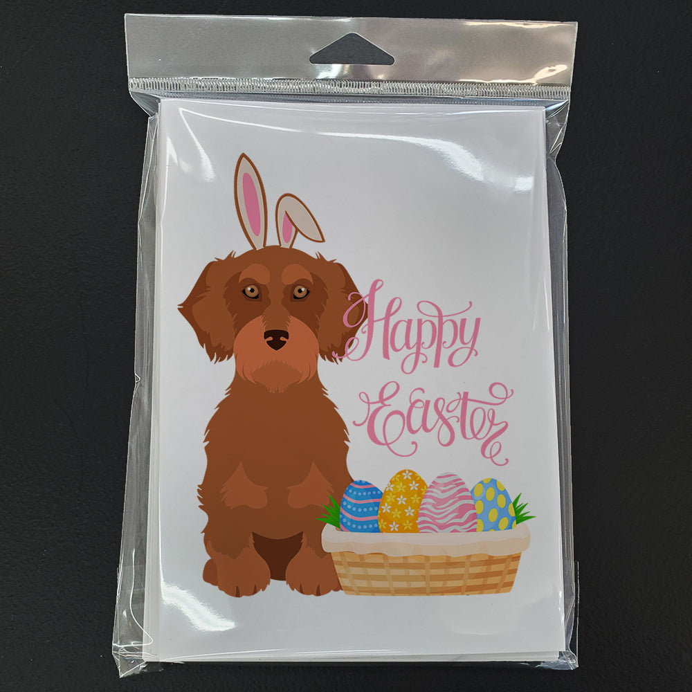 Wirehair Red Dachshund Easter Greeting Cards Pack of 8 Blank Cards with Envelopes Whimsical A7 Size 5x7