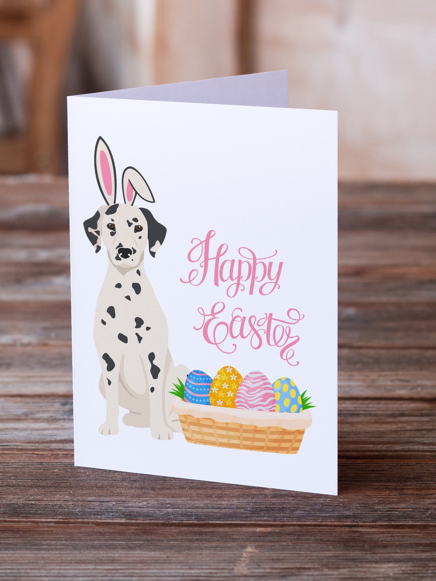 Dalmatian Easter Greeting Cards Pack of 8 Blank Cards with Envelopes Whimsical A7 Size 5x7