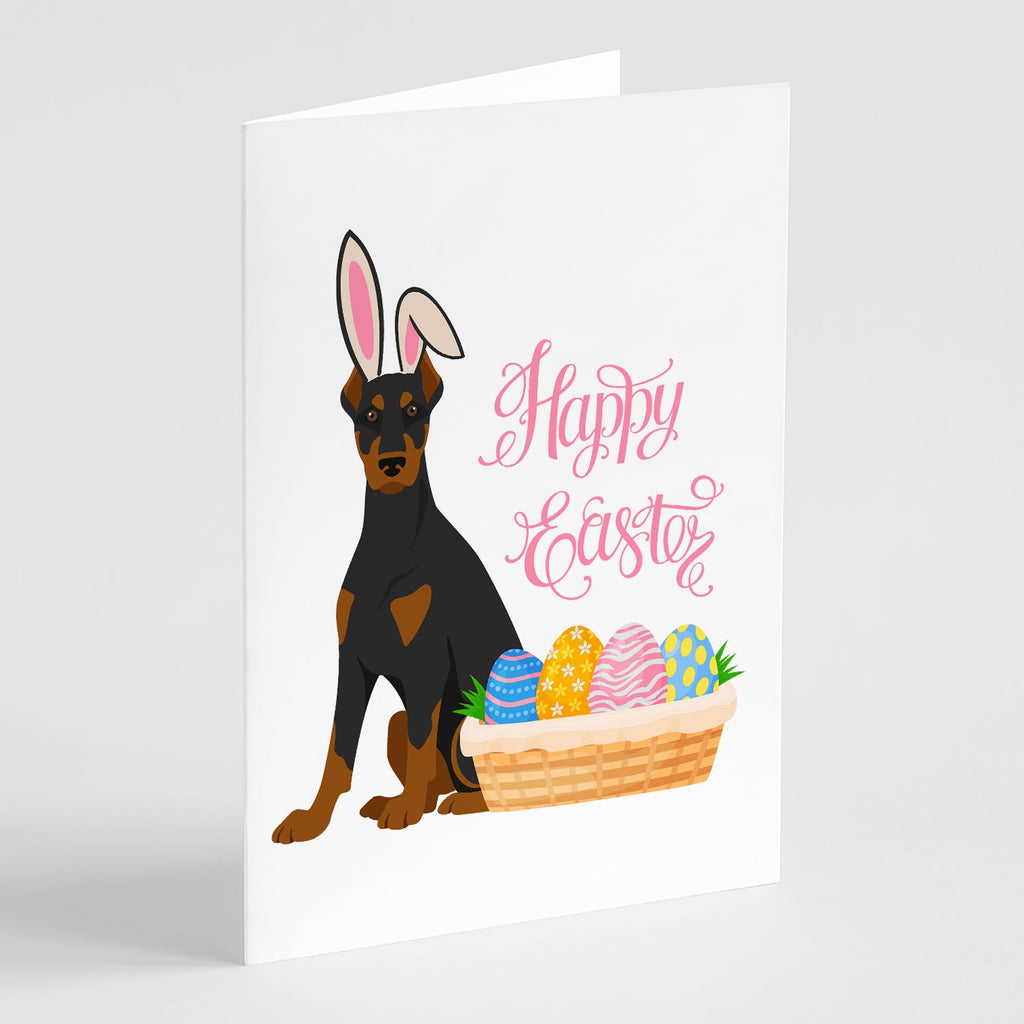 Black and Tan Doberman Pinscher Easter Greeting Cards Pack of 8 Blank Cards with Envelopes Whimsical A7 Size 5x7