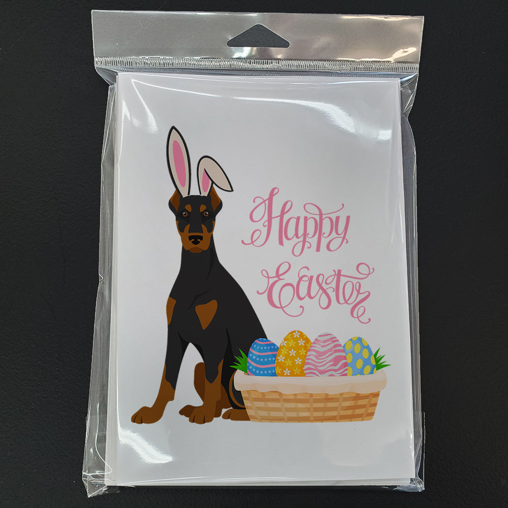 Black and Tan Doberman Pinscher Easter Greeting Cards Pack of 8 Blank Cards with Envelopes Whimsical A7 Size 5x7