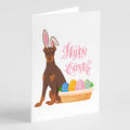 Red and Tan Doberman Pinscher Easter Greeting Cards Pack of 8 Blank Cards with Envelopes Whimsical A7 Size 5x7