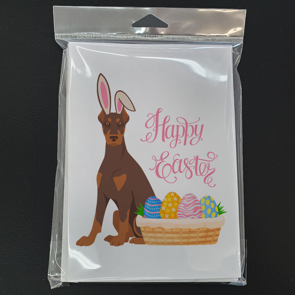 Red and Tan Doberman Pinscher Easter Greeting Cards Pack of 8 Blank Cards with Envelopes Whimsical A7 Size 5x7
