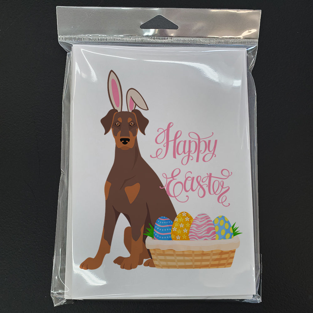 Natural Ear Red and Tan Doberman Pinscher Easter Greeting Cards Pack of 8 Blank Cards with Envelopes Whimsical A7 Size 5x7