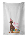 Natural Ear Red and Tan Doberman Pinscher Easter Kitchen Towel Set of 2 White Dish Towels Decorative Bathroom Hand towel for Hand, Face, Hair, Yoga, Tea, Dishcloth, 19 X 28", White