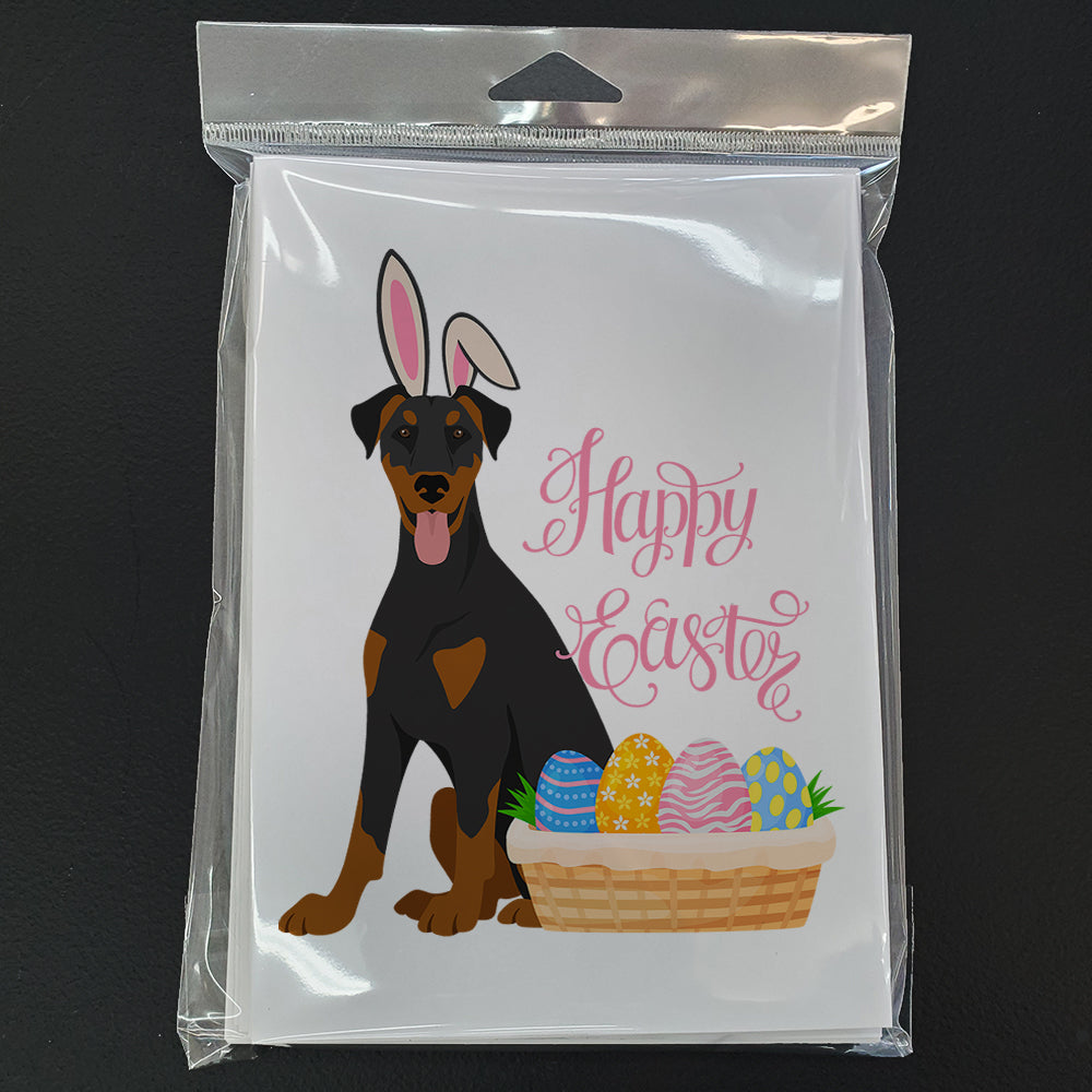 Natural Ear Black and Tan Doberman Pinscher Easter Greeting Cards Pack of 8 Blank Cards with Envelopes Whimsical A7 Size 5x7