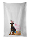 Natural Ear Black and Tan Doberman Pinscher Easter Kitchen Towel Set of 2 White Dish Towels Decorative Bathroom Hand towel for Hand, Face, Hair, Yoga, Tea, Dishcloth, 19 X 28", White