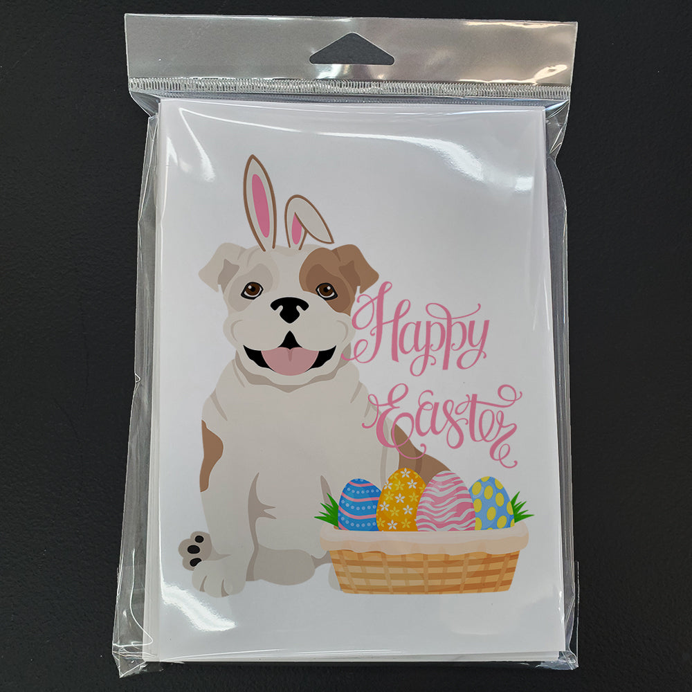 Piebald English Bulldog Easter Greeting Cards Pack of 8 Blank Cards with Envelopes Whimsical A7 Size 5x7