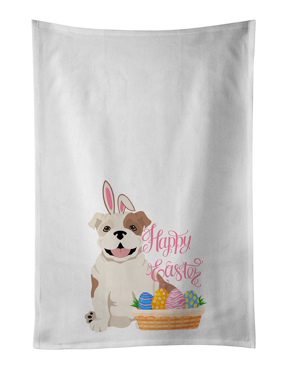 Piebald English Bulldog Easter Kitchen Towel Set of 2 White Dish Towels Decorative Bathroom Hand towel for Hand, Face, Hair, Yoga, Tea, Dishcloth, 19 X 28", White