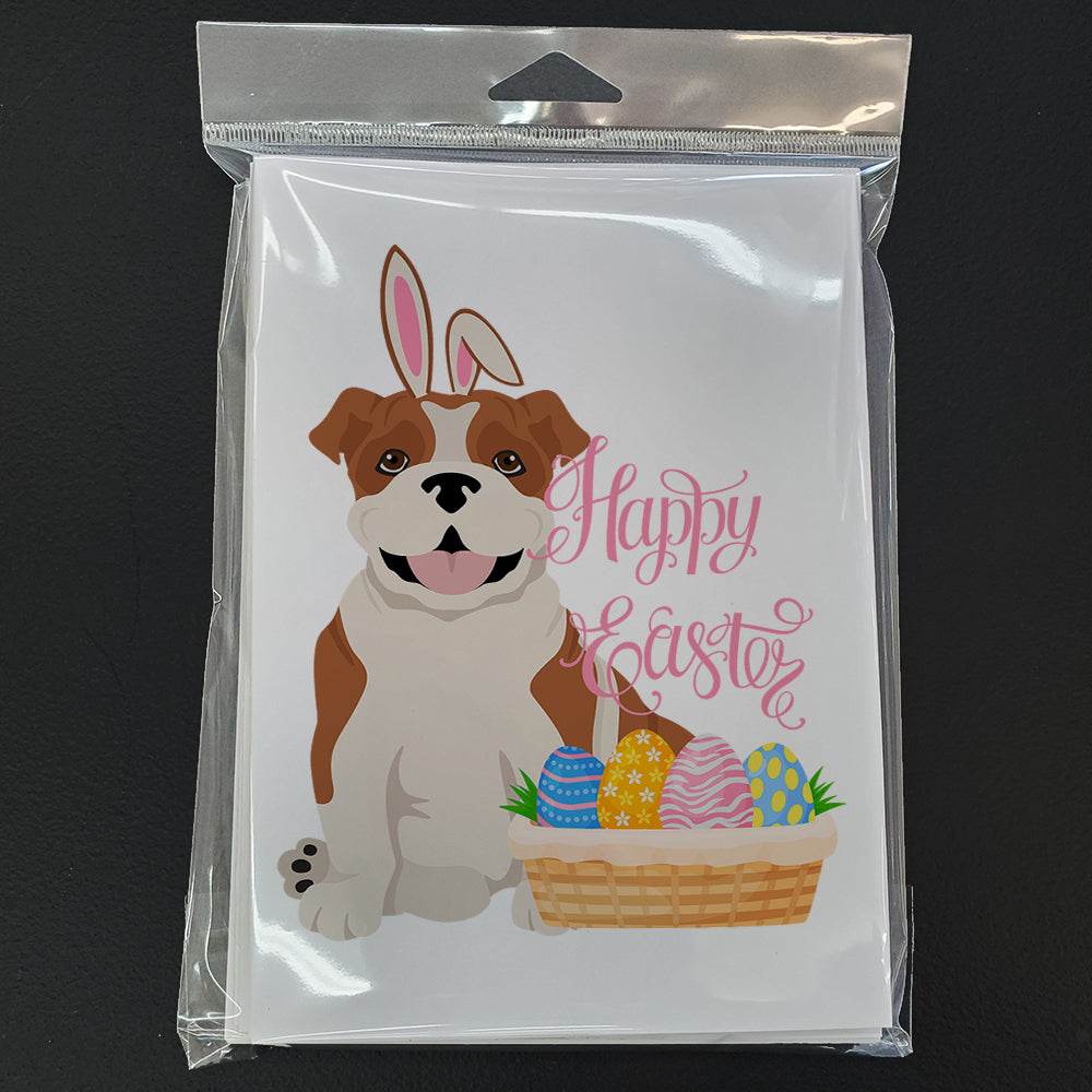 Red English Bulldog Easter Greeting Cards Pack of 8 Blank Cards with Envelopes Whimsical A7 Size 5x7