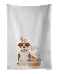 Red English Bulldog Easter Kitchen Towel Set of 2 White Dish Towels Decorative Bathroom Hand towel for Hand, Face, Hair, Yoga, Tea, Dishcloth, 19 X 28", White