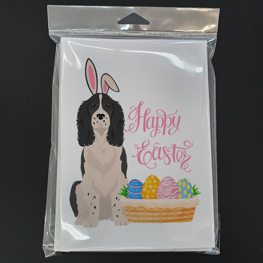Black English Springer Spaniel Easter Greeting Cards Pack of 8 Blank Cards with Envelopes Whimsical A7 Size 5x7