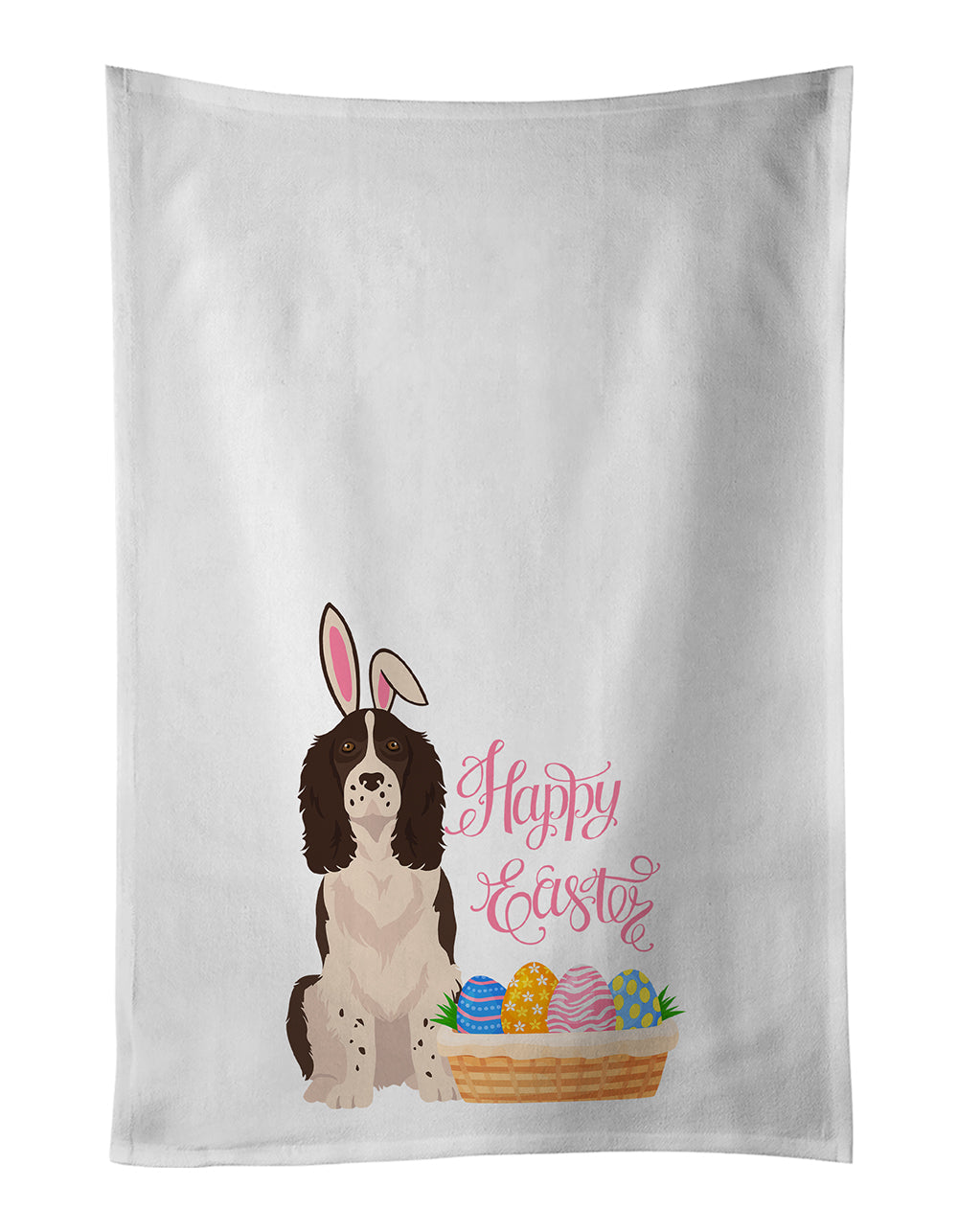 Liver English Springer Spaniel Easter Kitchen Towel Set of 2 White Dish Towels Decorative Bathroom Hand towel for Hand, Face, Hair, Yoga, Tea, Dishcloth, 19 X 28", White