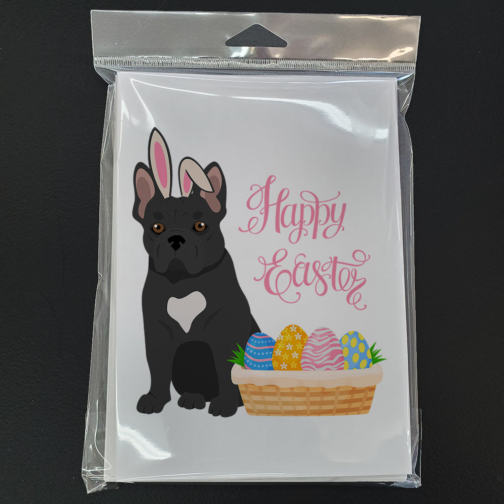 Black French Bulldog Easter Greeting Cards Pack of 8 Blank Cards with Envelopes Whimsical A7 Size 5x7