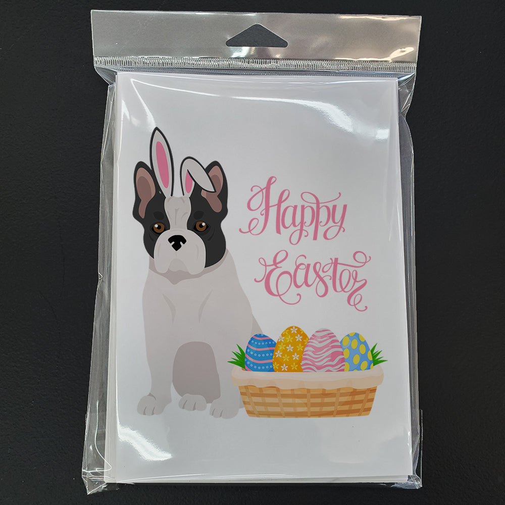 Black and White French Bulldog Easter Greeting Cards Pack of 8 Blank Cards with Envelopes Whimsical A7 Size 5x7