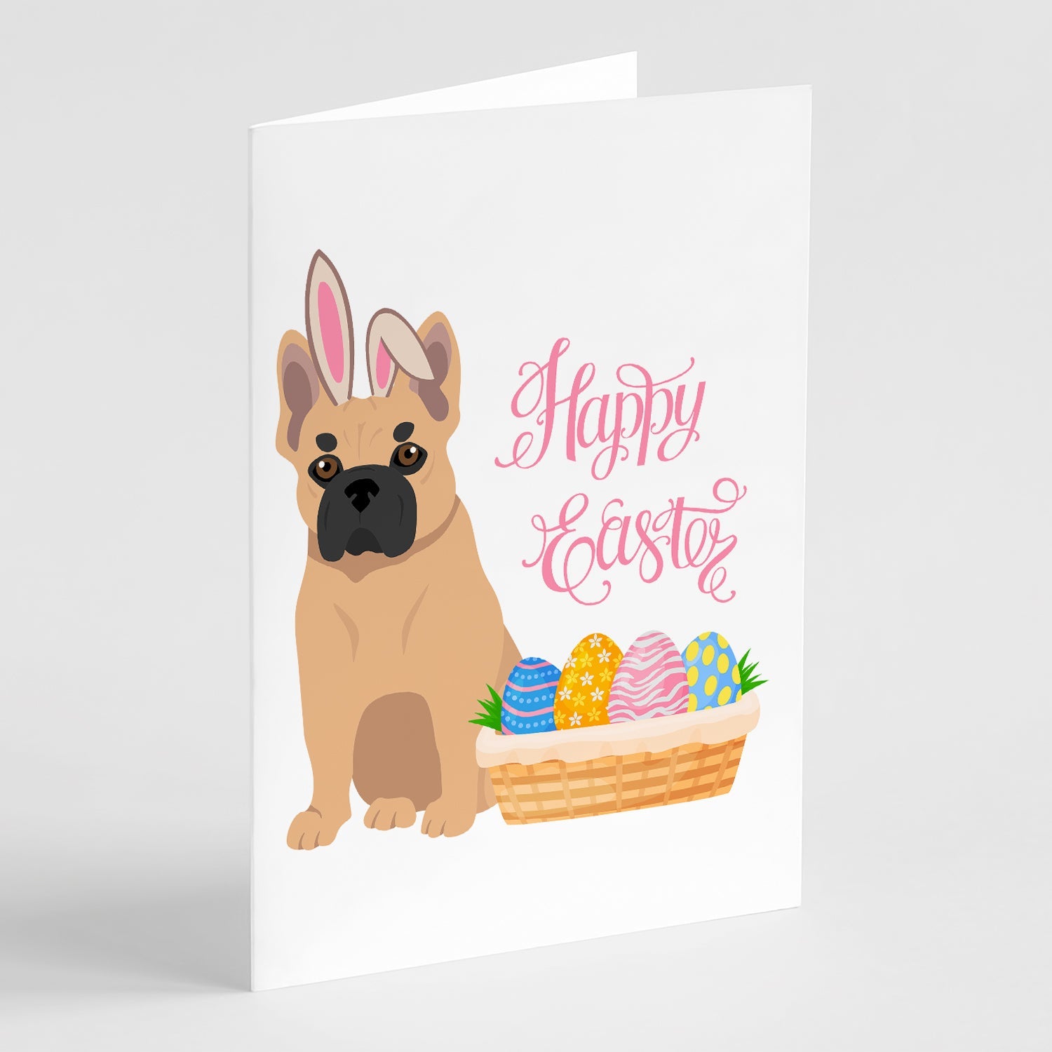 Fawn French Bulldog Easter Greeting Cards Pack of 8 Blank Cards with Envelopes Whimsical A7 Size 5x7