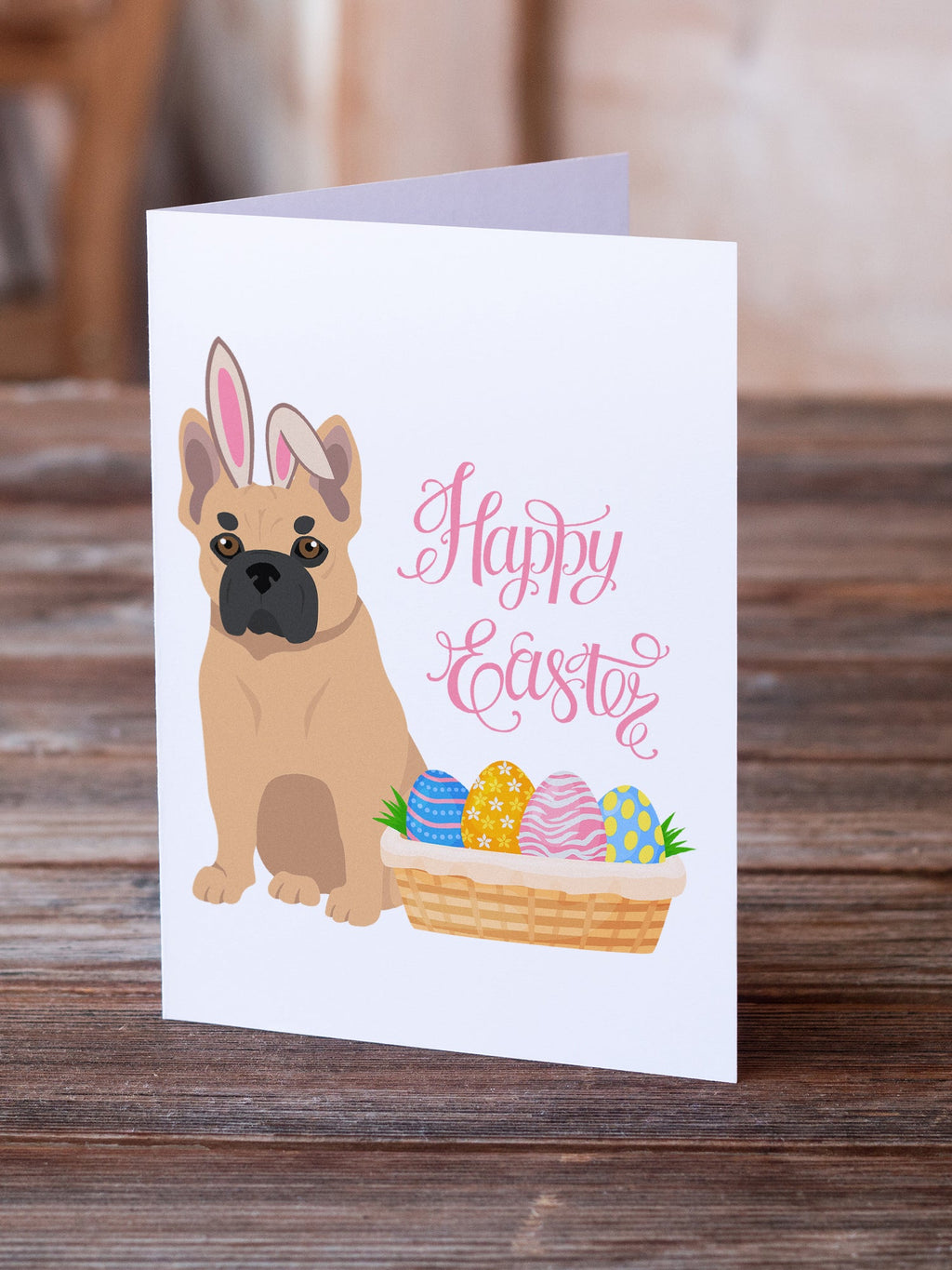 Fawn French Bulldog Easter Greeting Cards Pack of 8 Blank Cards with Envelopes Whimsical A7 Size 5x7