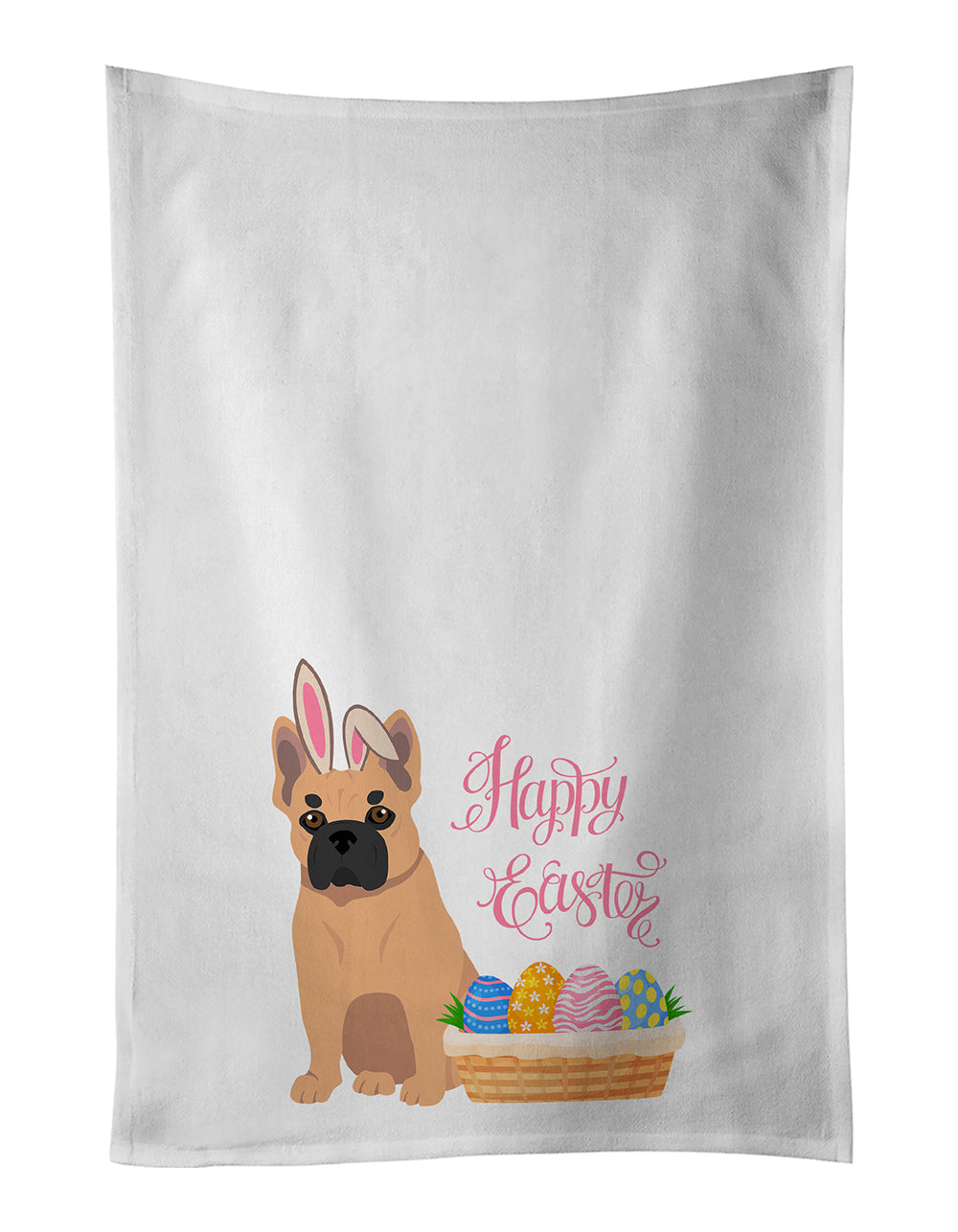 Fawn French Bulldog Easter Kitchen Towel Set of 2 White Dish Towels Decorative Bathroom Hand towel for Hand, Face, Hair, Yoga, Tea, Dishcloth, 19 X 28", White