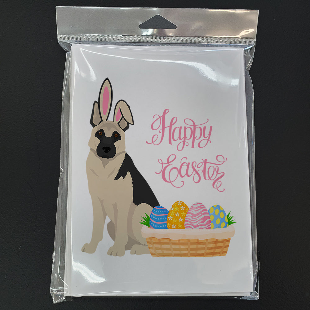 Black and Silver German Shepherd Easter Greeting Cards Pack of 8 Blank Cards with Envelopes Whimsical A7 Size 5x7