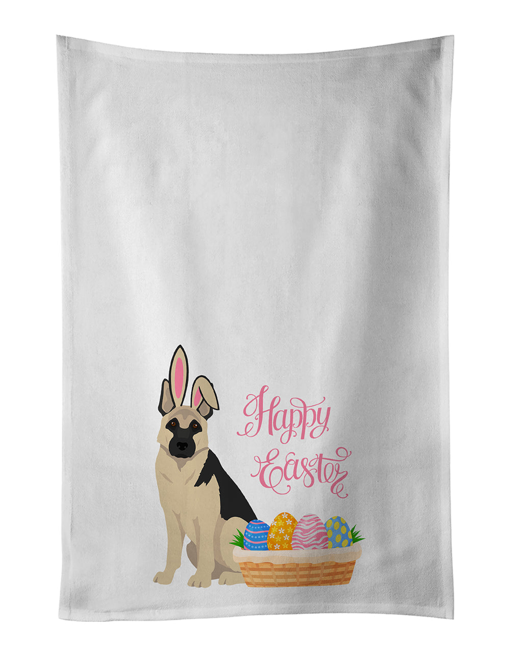 Black and Silver German Shepherd Easter Kitchen Towel Set of 2 White Dish Towels Decorative Bathroom Hand towel for Hand, Face, Hair, Yoga, Tea, Dishcloth, 19 X 28", White