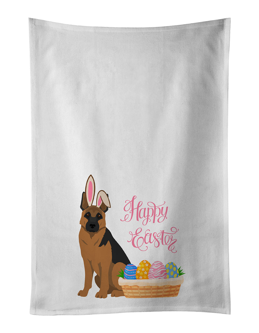 Black and Tan German Shepherd Easter Kitchen Towel Set of 2 White Dish Towels Decorative Bathroom Hand towel for Hand, Face, Hair, Yoga, Tea, Dishcloth, 19 X 28", White